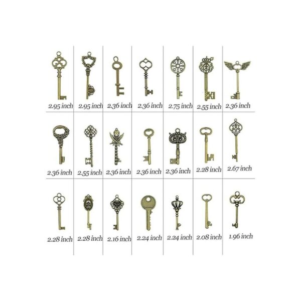 Aokbean 50 piezas vintage esqueleto bronce clave encantos_2