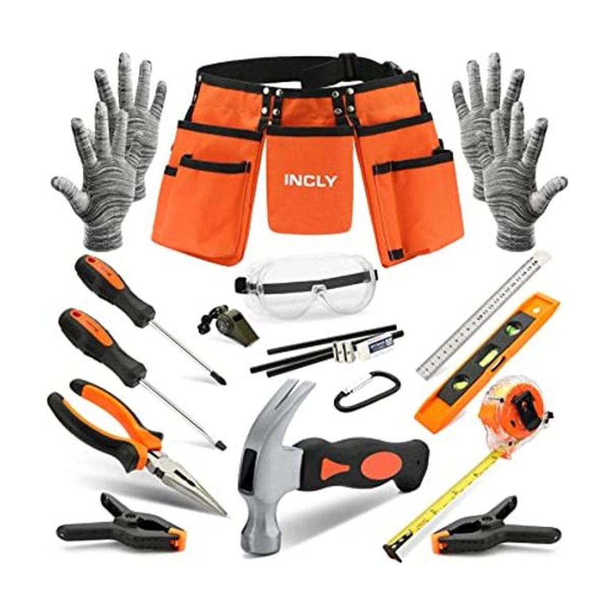 INCLY Juego de 18 herramientas de mano para niños