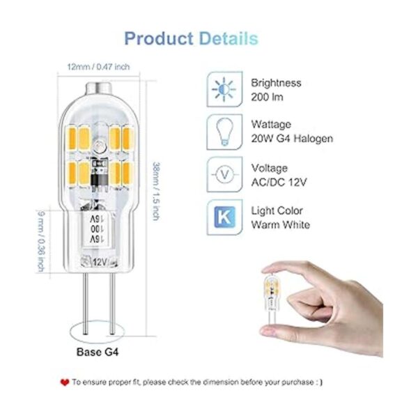 Bombilla LED G4 de 2 W 12 V 20 W bombilla halógena JC_2