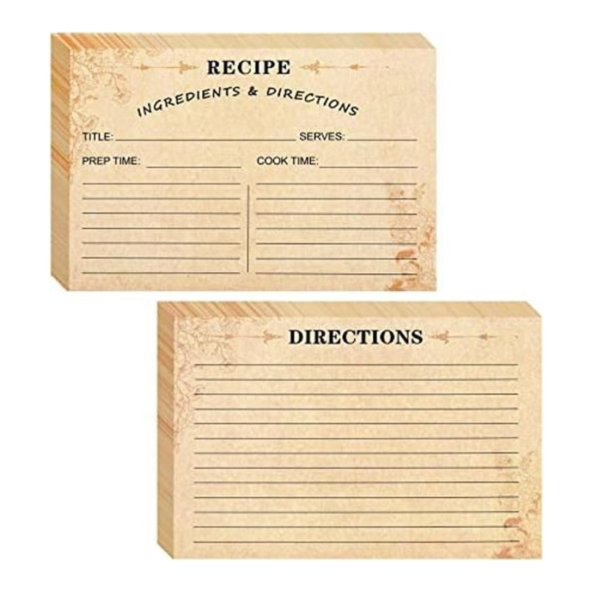 Paquete de 80 tarjetas de receta 4 x 6 pulgadas tarjetas