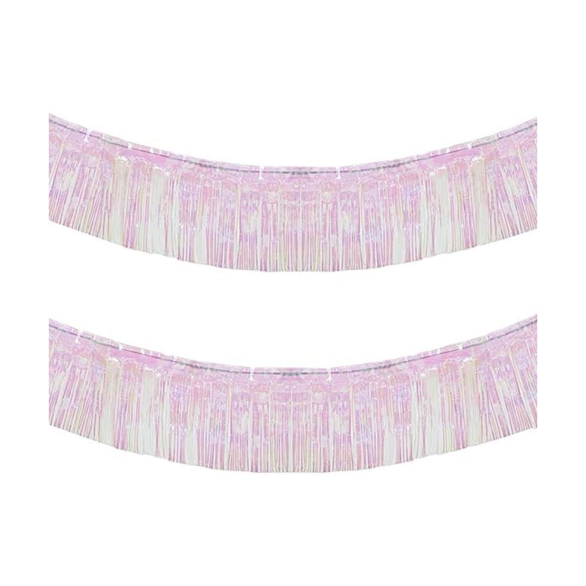 Guirnalda iridiscente con flecos de papel blanco de 1.4 in