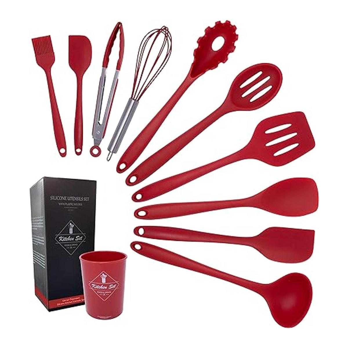 K G Juego de 11 utensilios de cocina de silicona de