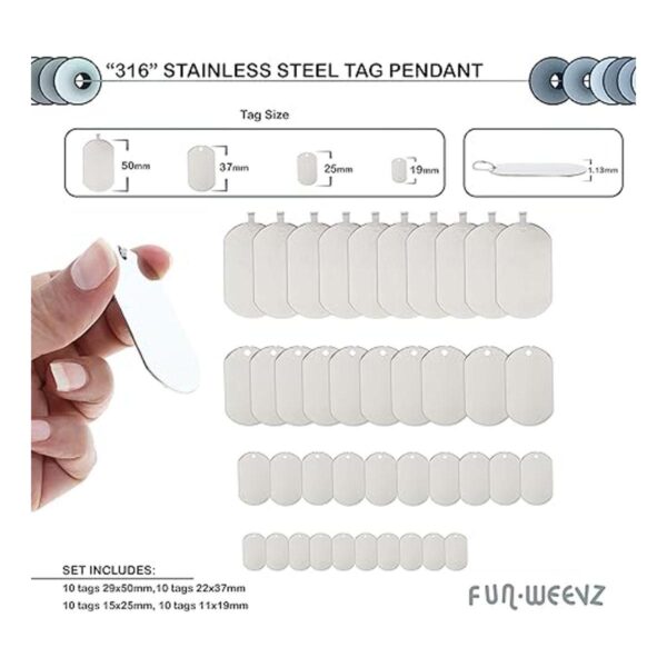 FunWeevz 40 colgantes en blanco para etiqueta de perro