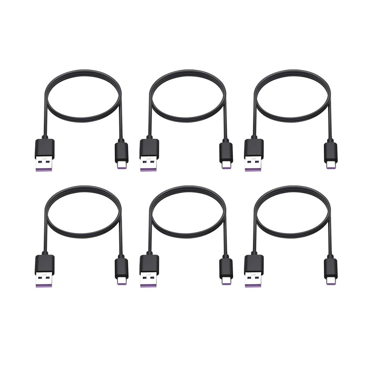 Cable USB C de 6 pies paquete de 6 cables color negro