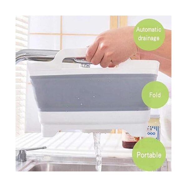 Lavabo plegable de 9 L con tapón de desage con asas de_2