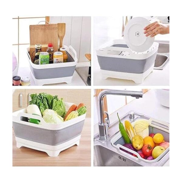 Lavabo plegable de 9 L con tapón de desage con asas de_5