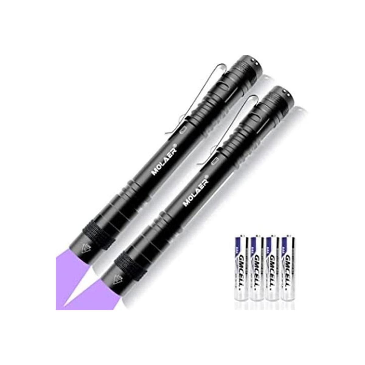 MOLAER Linterna de luz negra UV de 2 unidades Mini 395nm