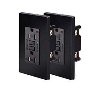 NineLeaf GFCI Paquete de 2 salidas color negro TR WR de_1