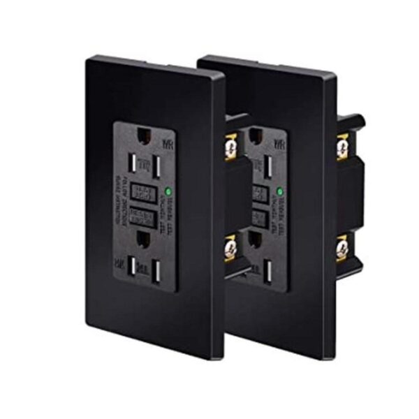 NineLeaf GFCI Paquete de 2 salidas color negro TR WR de_1