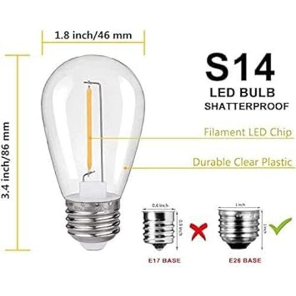 LIHUIJIAJU Bombilla LED Edison S14 inastillable e