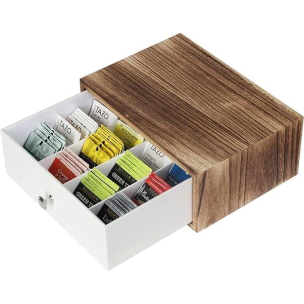 JACKCUBE DESIGN Caja de almacenamiento de té de madera