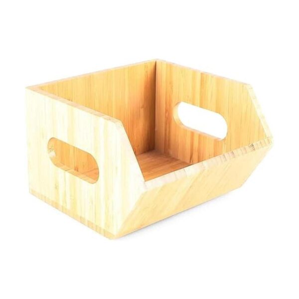 Caja de almacenamiento apilable de bambú organizador de_3
