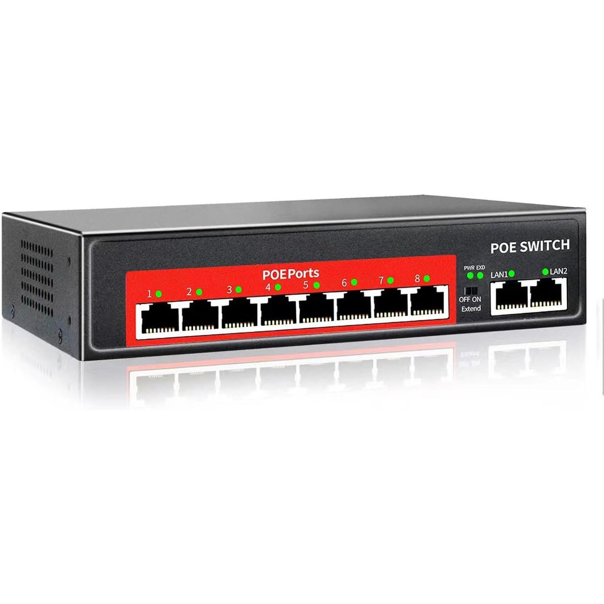 Interruptor PoE AI 8 puertos POE 2 enlace ascendente