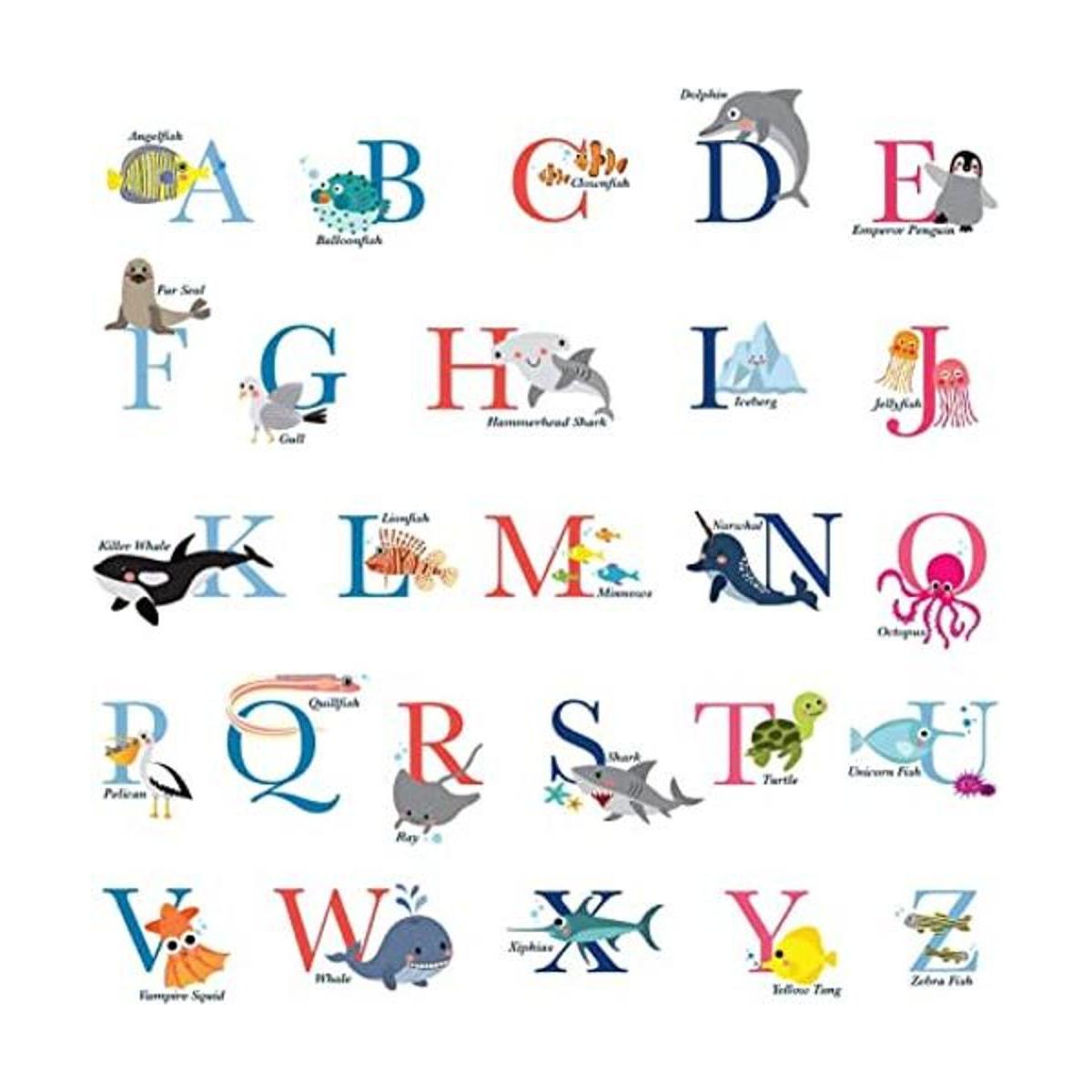 Pegatinas de pared DECOWALL DS8040 AZ Ocean Alphabet Kids