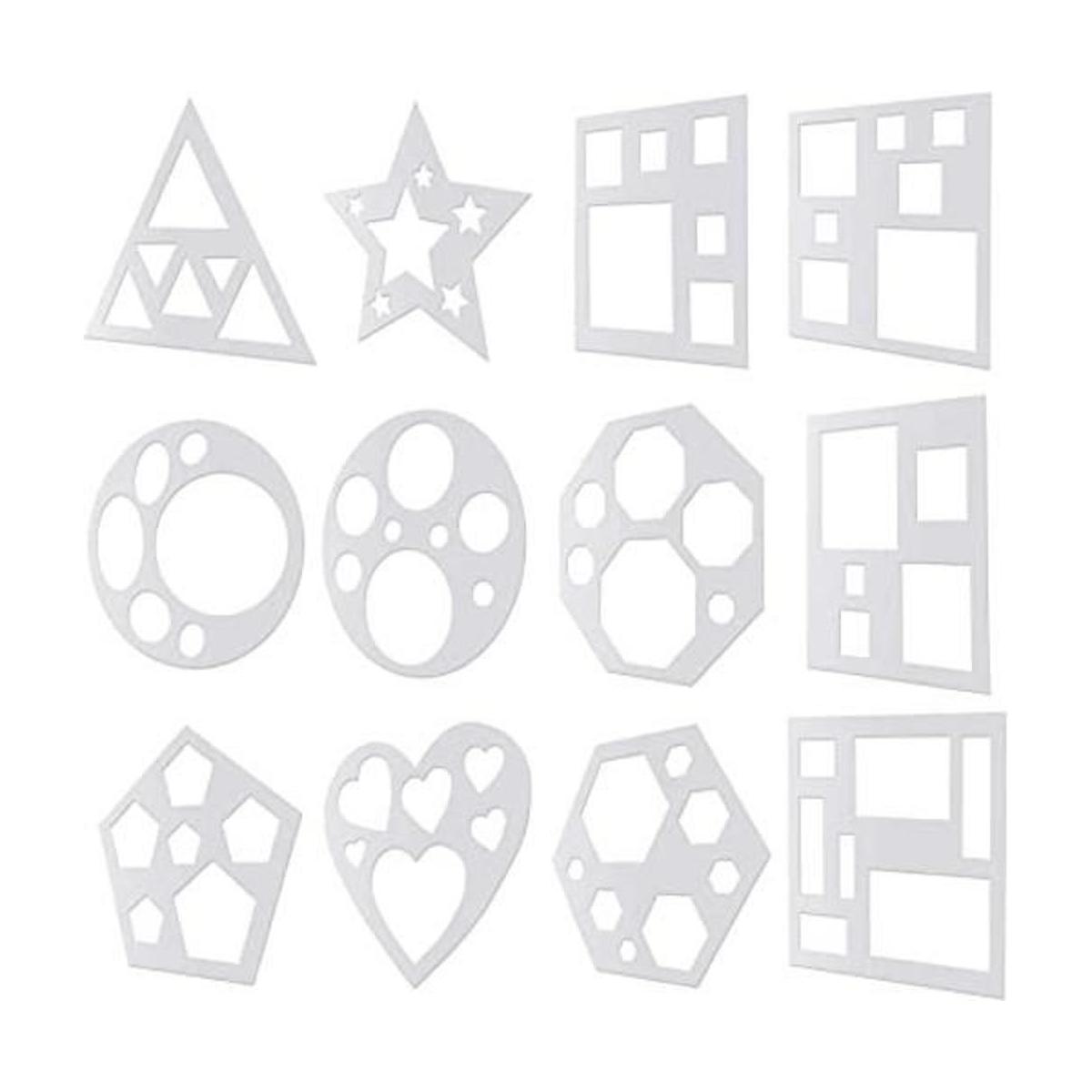 Juego de 12 plantillas de tiza de plástico para dibujo