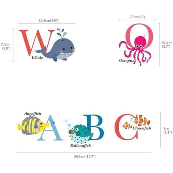 Pegatinas de pared DECOWALL DS8040 AZ Ocean Alphabet Kids_6