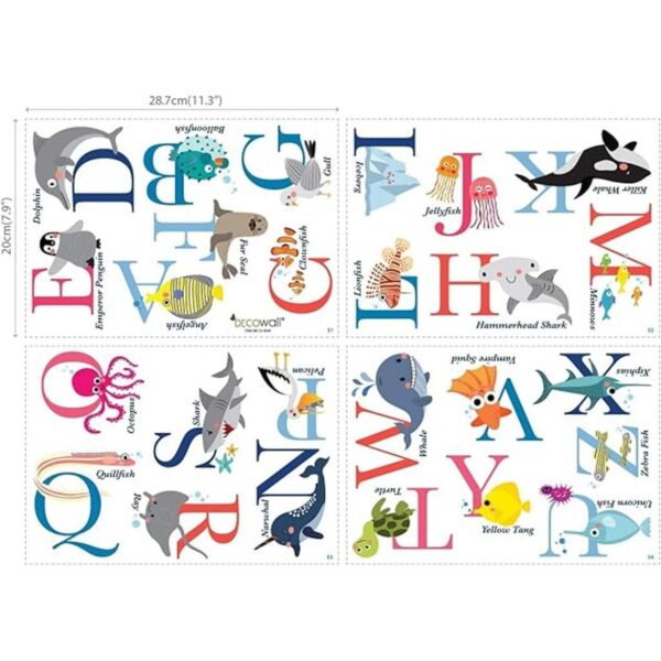 Pegatinas de pared DECOWALL DS8040 AZ Ocean Alphabet Kids_5