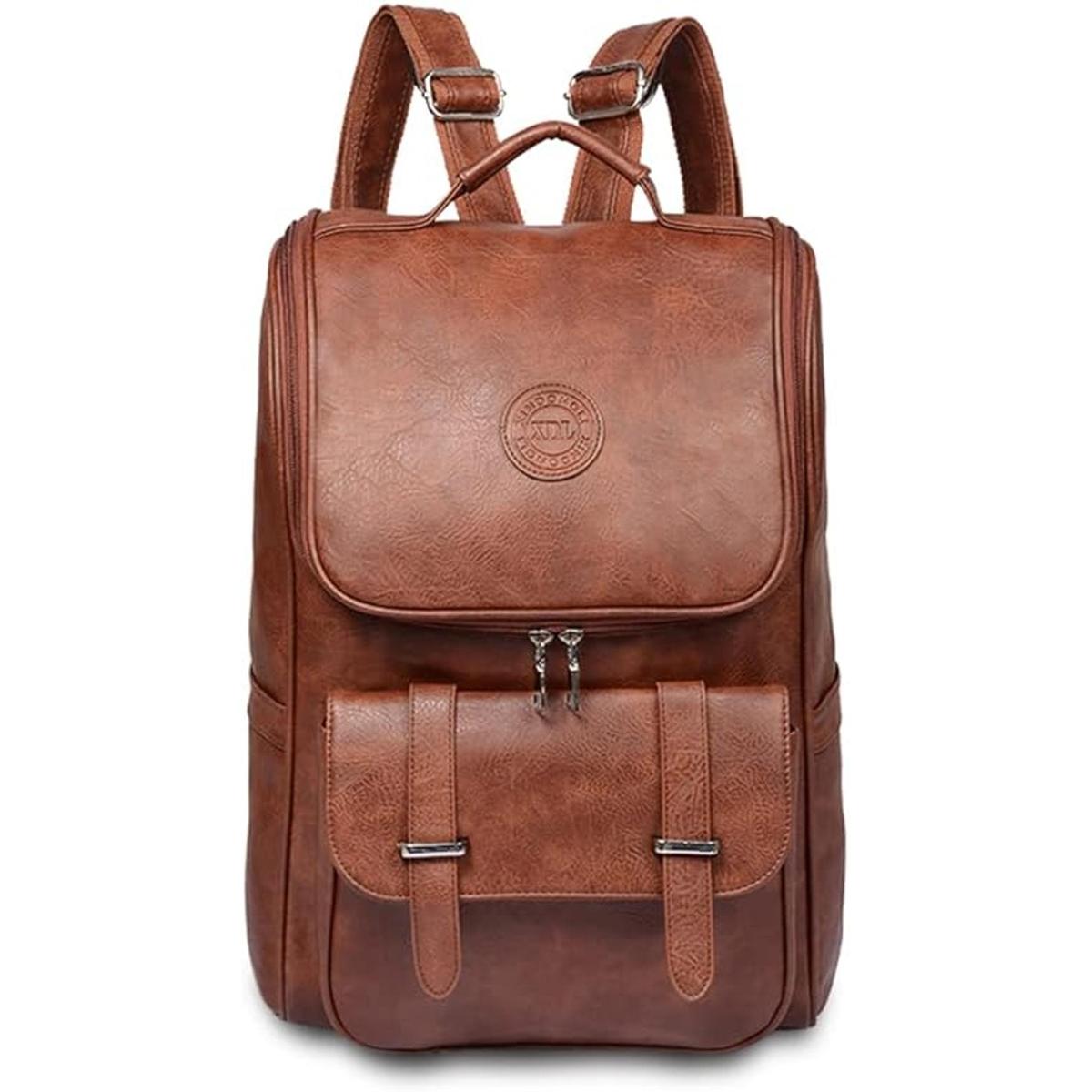 Mochila vintage de piel sintética mochila delgada para