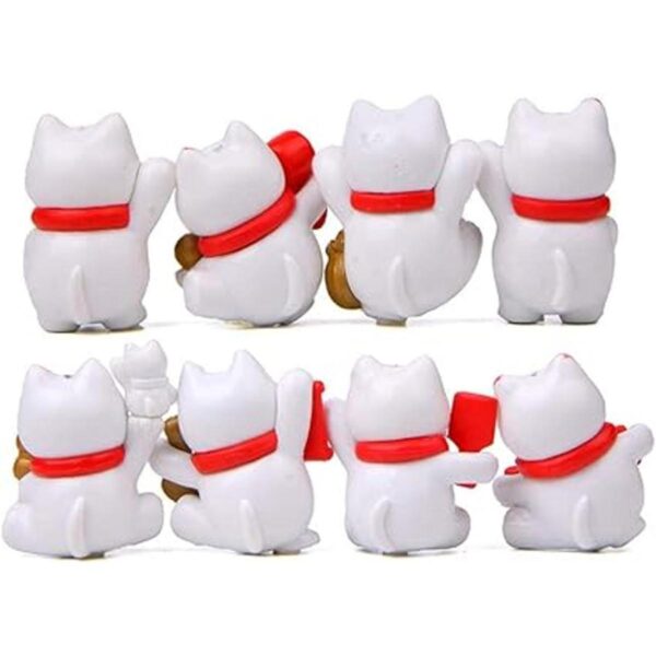 Juego de 8 figuras de gato de la suerte personajes de_5