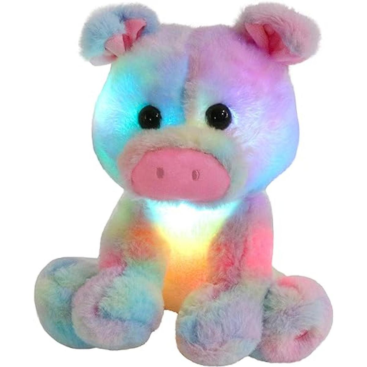 Glow Guards Peluche de cerdo arcoíris iluminado de 12