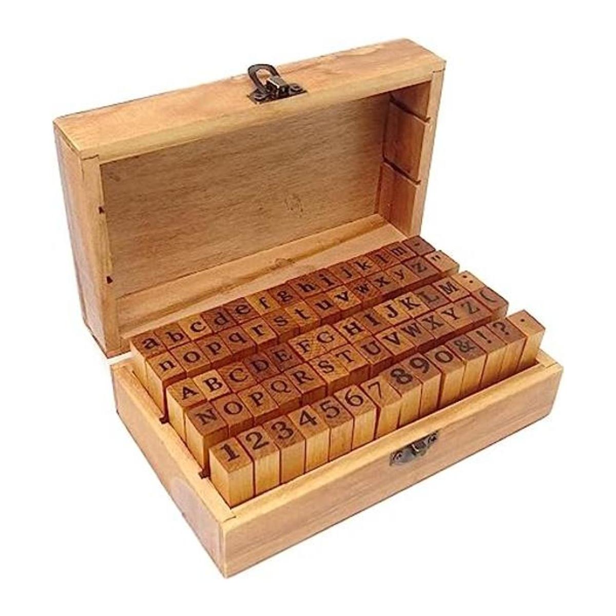 Honbay Juego de 70 cajas de madera con letras y números y