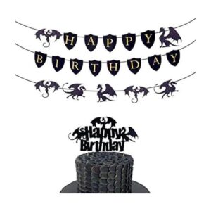 JeVenis Pancarta de cumpleaños de dragón de Halloween_1