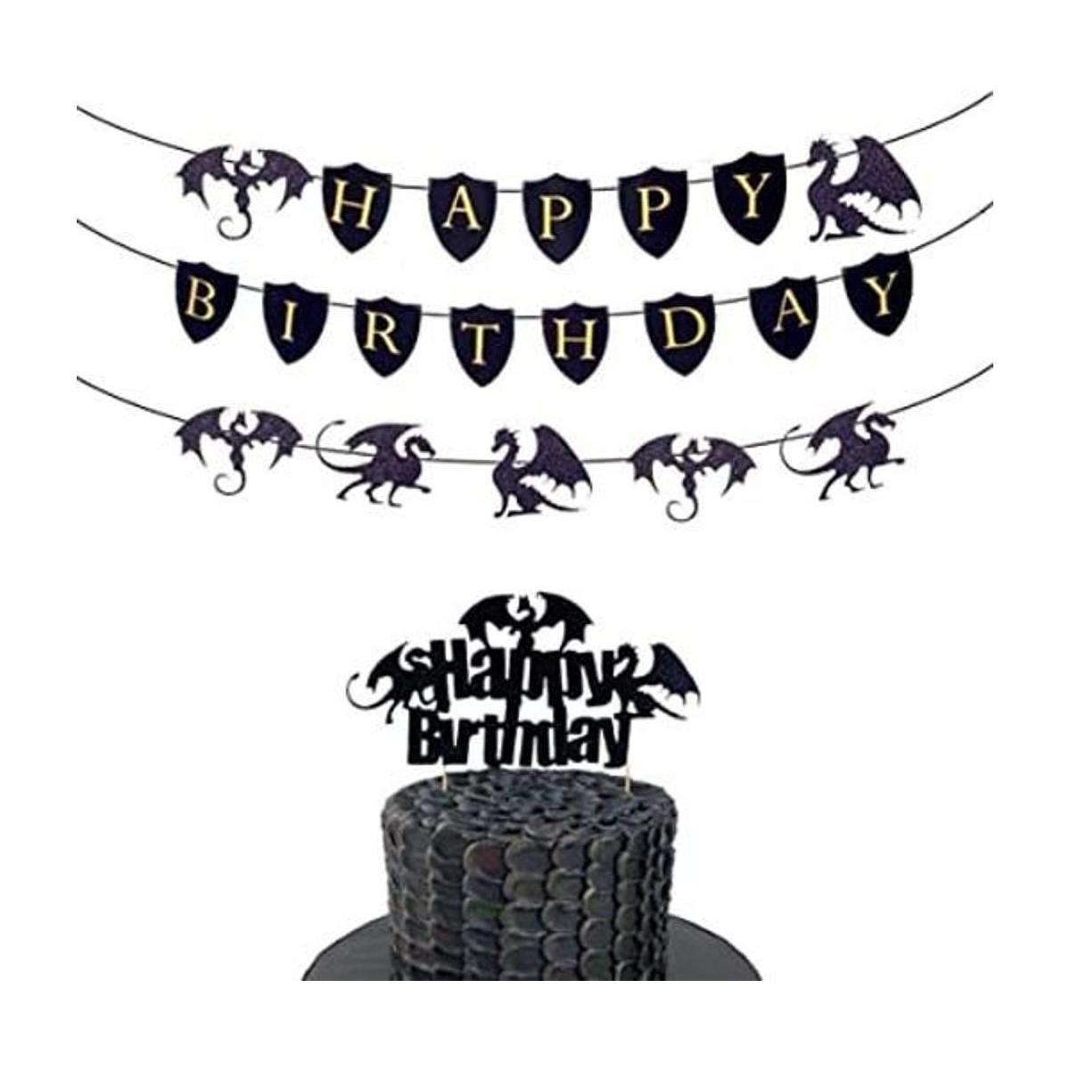 JeVenis Pancarta de cumpleaños de dragón de Halloween
