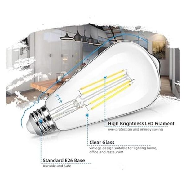 Paquete de 4 bombillas LED Edison vintage ST64 de 8 W