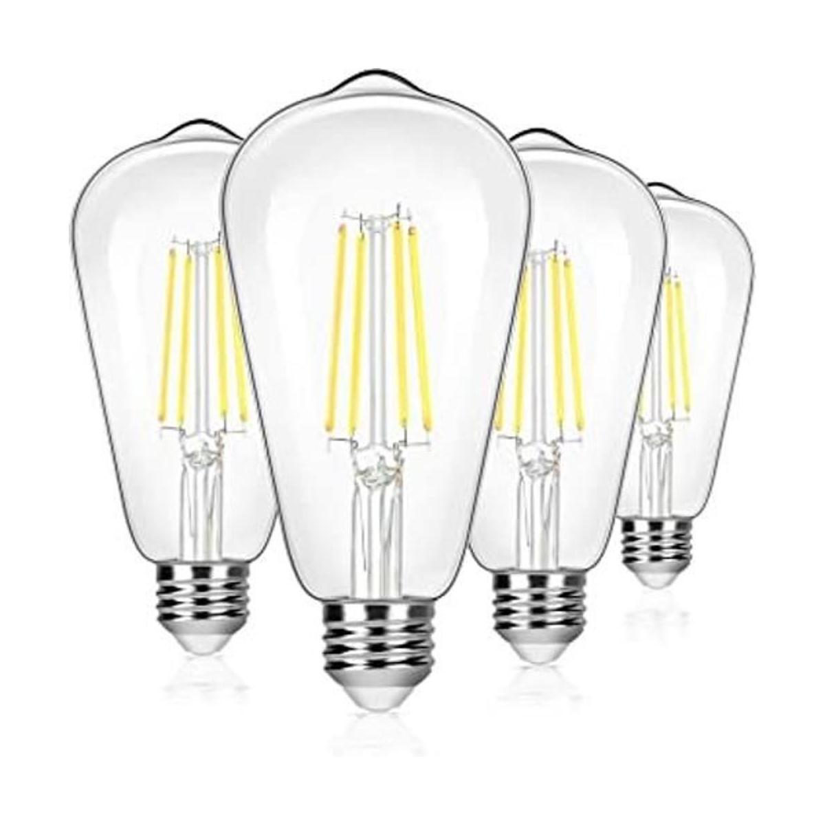 Paquete de 4 bombillas LED Edison vintage ST64 de 8 W