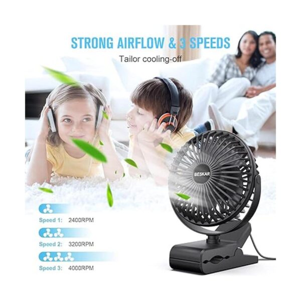 BESKAR Ventilador de clip de 6 pulgadas ventilador
