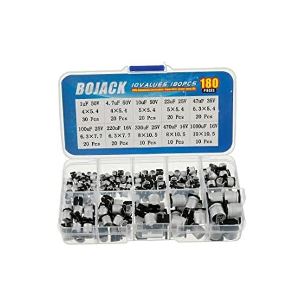 BOJACK 10 valores 180 unidades 1uF 1000uF SMD aluminio