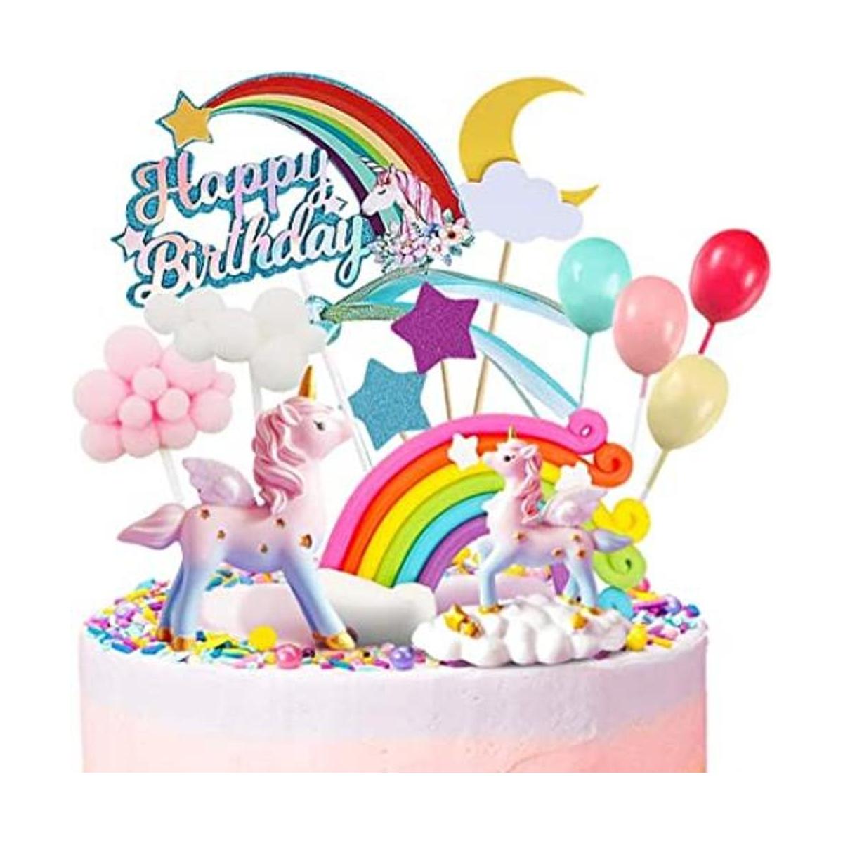 MOVINPE Decoración de pastel de unicornio 2 esculturas de