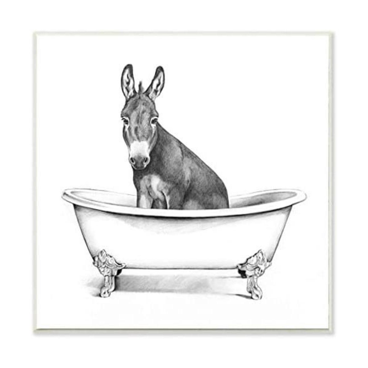 Boceto de baño de animales de granja de burro en garra