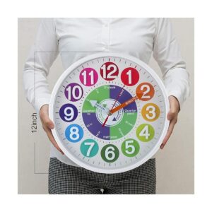 CIGERA Reloj de pared educativo de 12 pulgadas para niños