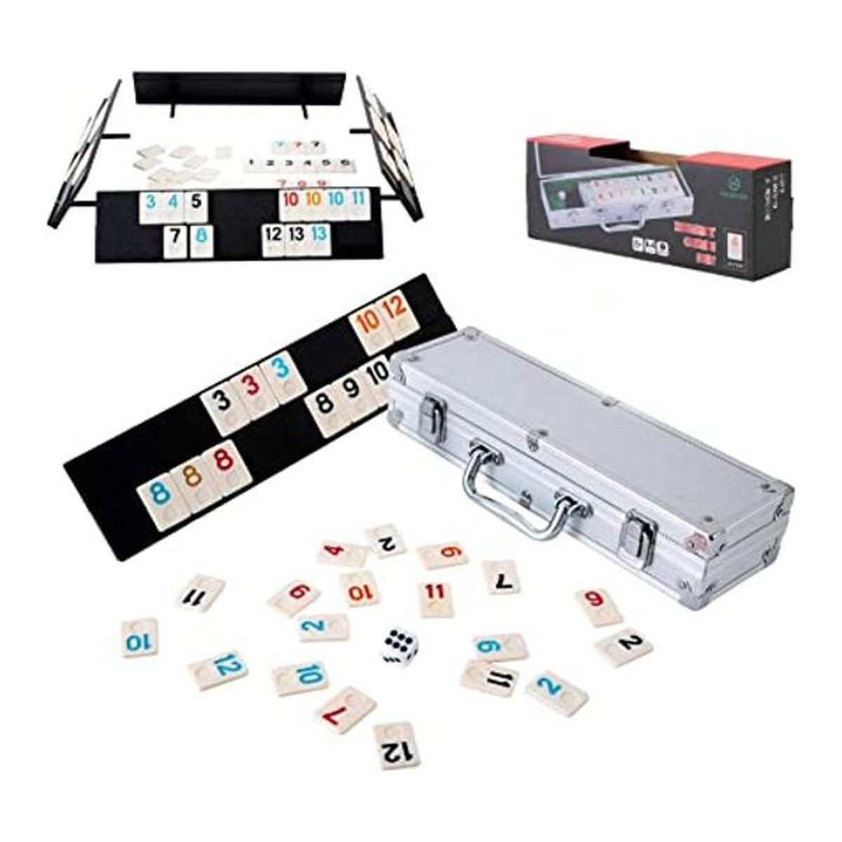 Homwom Juego de 106 azulejos Rummy Juego de mesa Rummy de