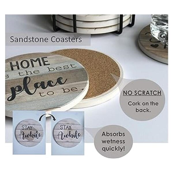 PANCHH Posavasos rústicos de piedra y corcho para