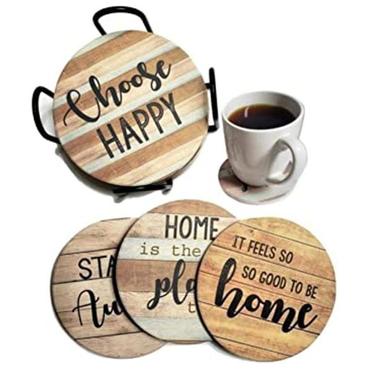 PANCHH Posavasos rústicos de piedra y corcho para
