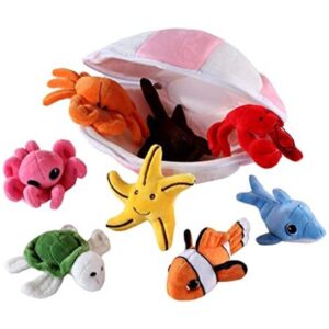 Juego de animales marinos de felpa suave con concha de_1