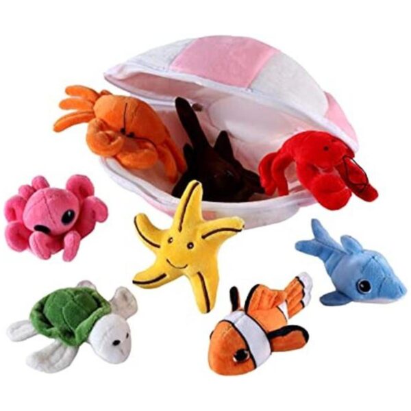 Juego de animales marinos de felpa suave con concha de_1