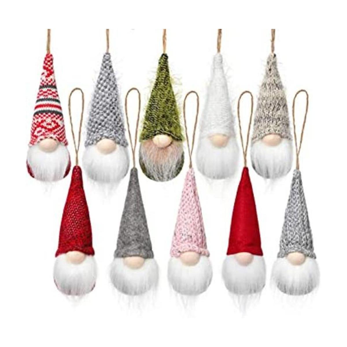 Juego de 10 gnomos colgantes para árbol de Navidad gnomos