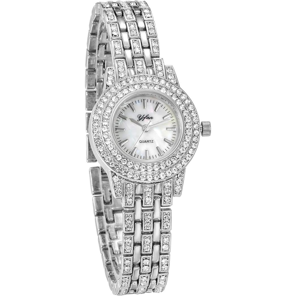 JewelryWe Relojes de mujer de aleación dorada con