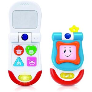 Baby Toy Flip Phone 4 botones interactivos de sonido y_1