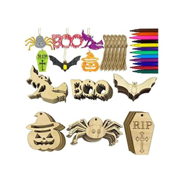 Anditoy 60 piezas de rebanadas de madera de Halloween_1