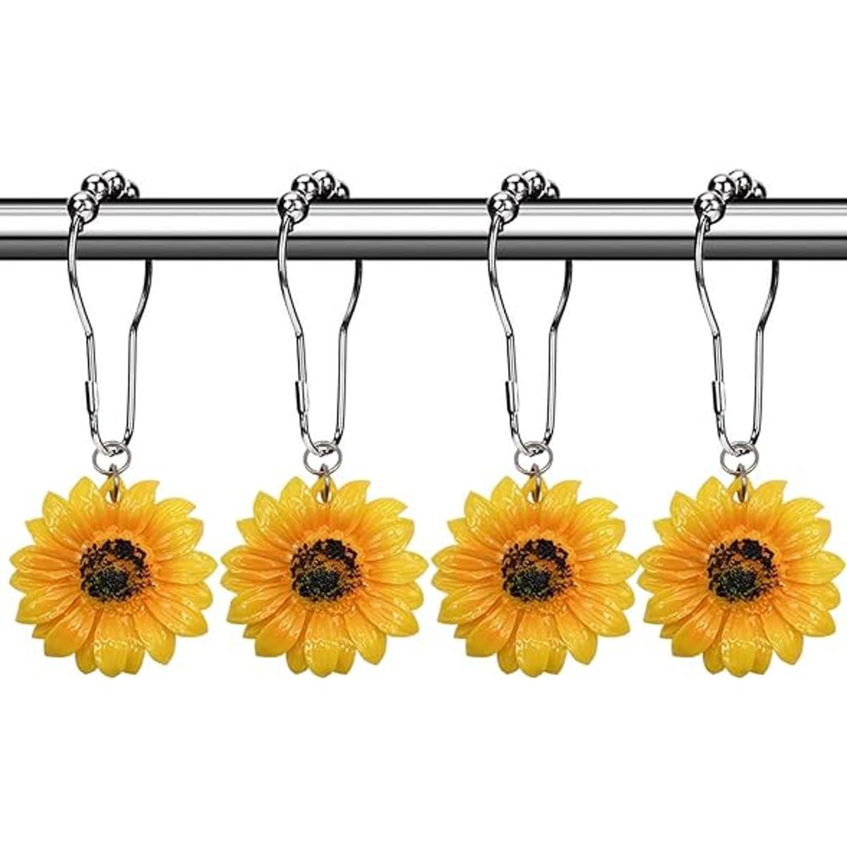 CHICTIE Ganchos para cortina de ducha de girasol ganchos