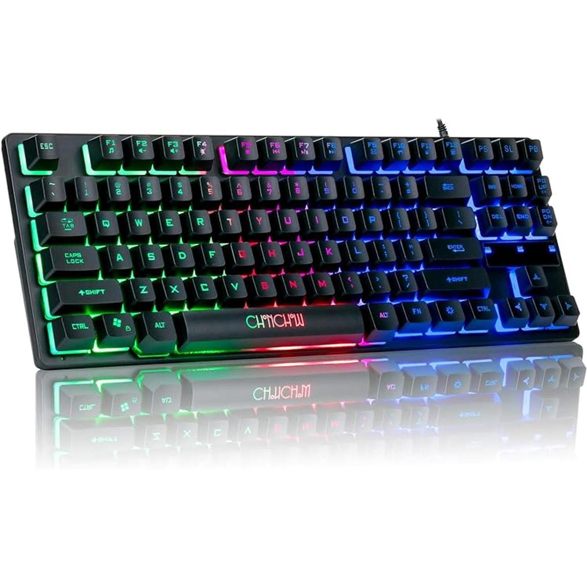 CHONCHOW Teclado compacto para juegos teclado USB con