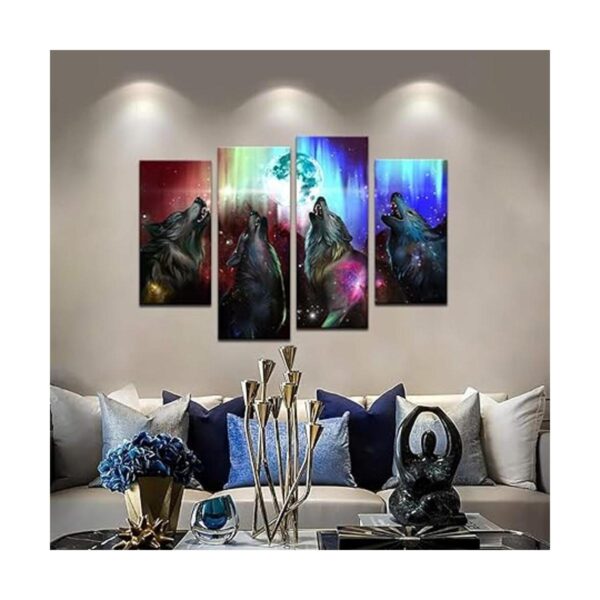 Biuteawal 4 piezas de pintura de pared de animales de lobo