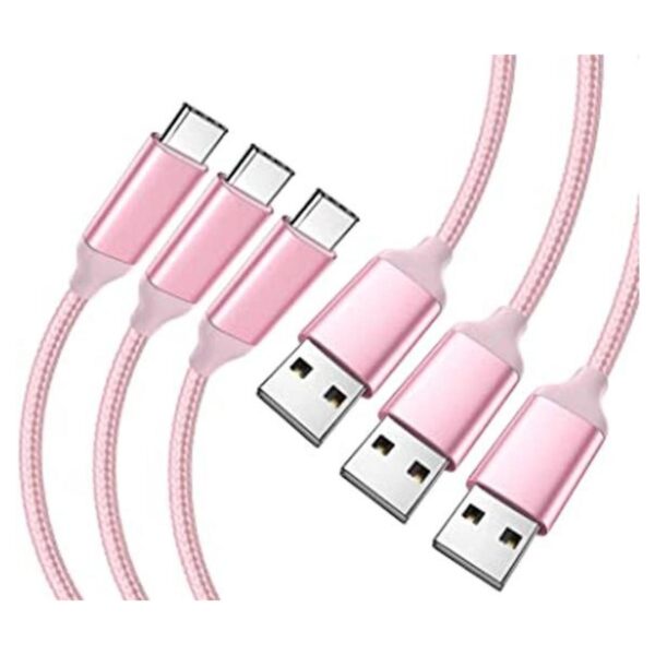 Cable USB C rosa 3 unidades cable de carga rápida largo_1