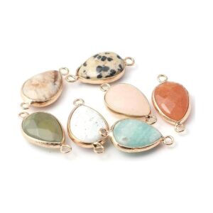 Conectores de piedra natural facetados con forma de gota_1