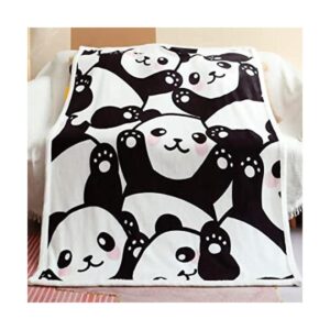 FairyShe Panda Manta de forro polar de sherpa suave_1