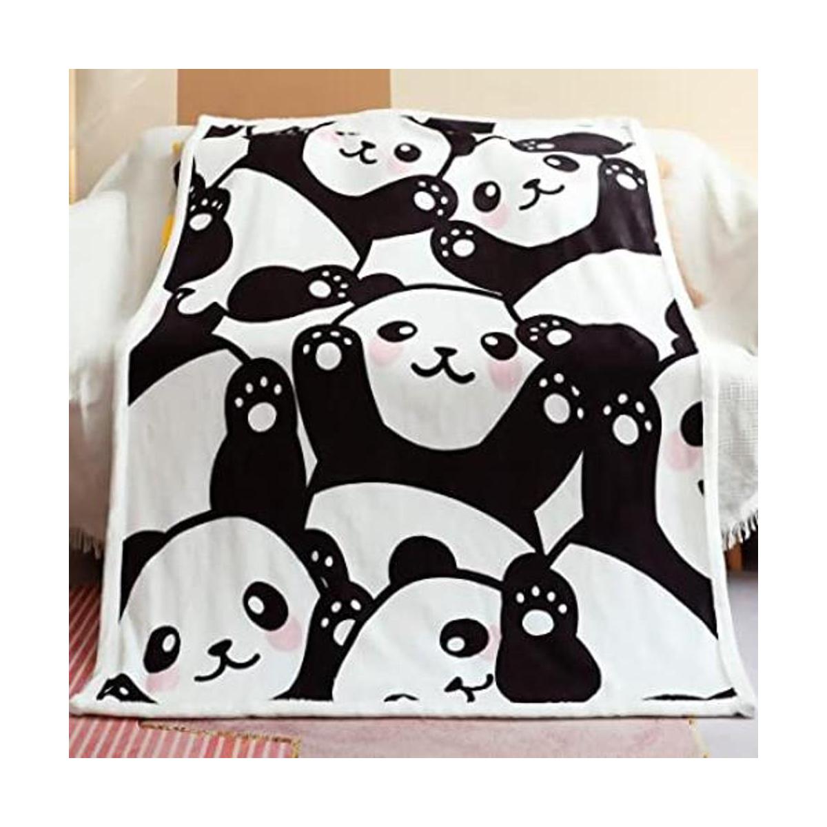 FairyShe Panda Manta de forro polar de sherpa suave